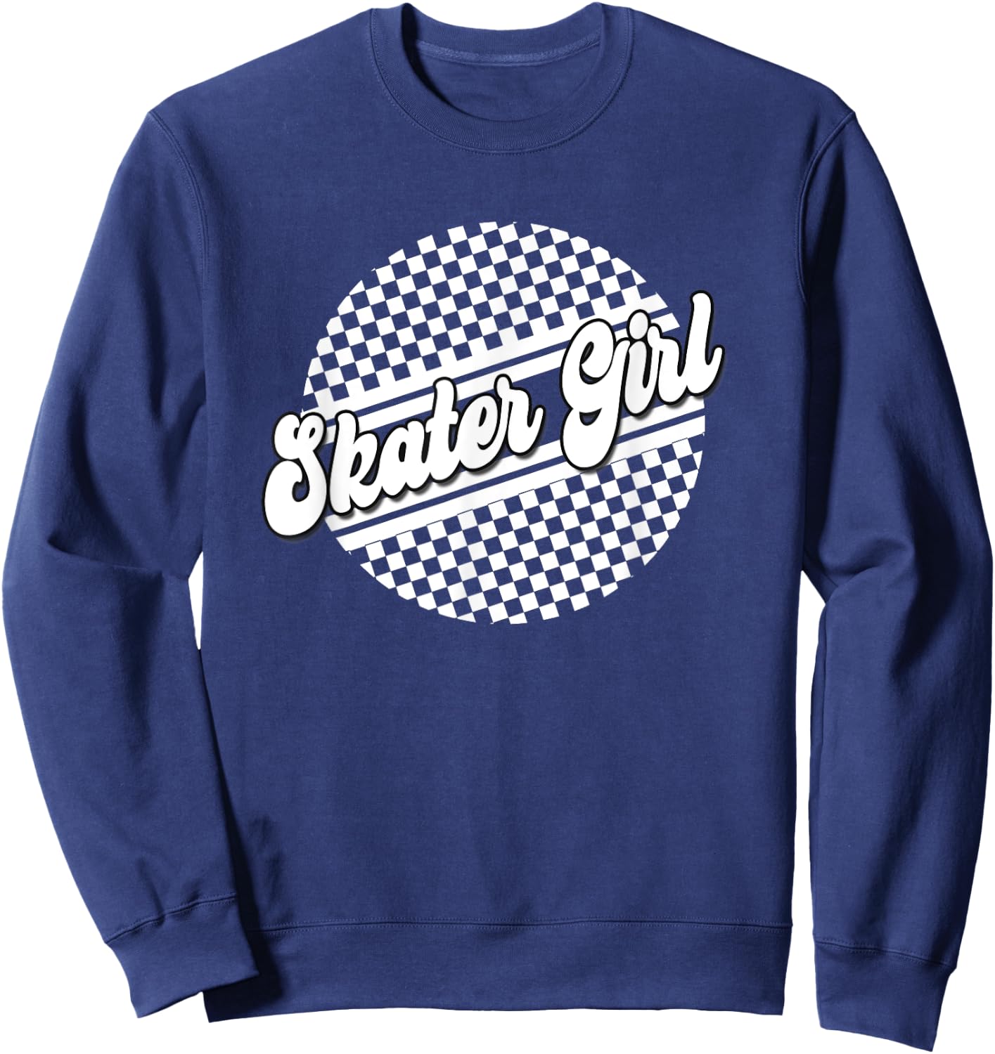 Skater Girl Checkered Skate Wear Black & White Sweatshirt - Sweatshirt | Navy