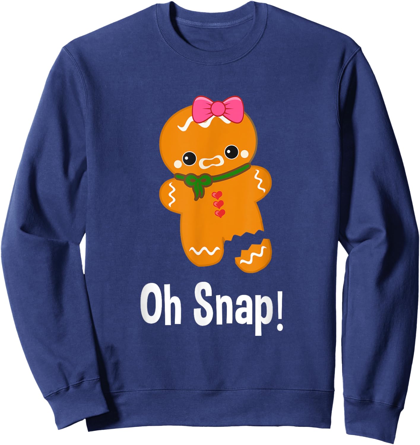 Funny Christmas Gingerbread Man Oh Snap Sweater Women Girl Sweatshirt - Sweatshirt | Navy