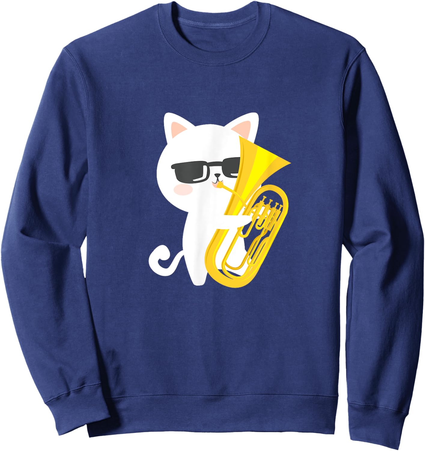 Baritone Cat Cute Baritone Euphonium Player Cat Owner Kawaii Women Girls Kids Sweatshirt - Sweatshirt | Navy