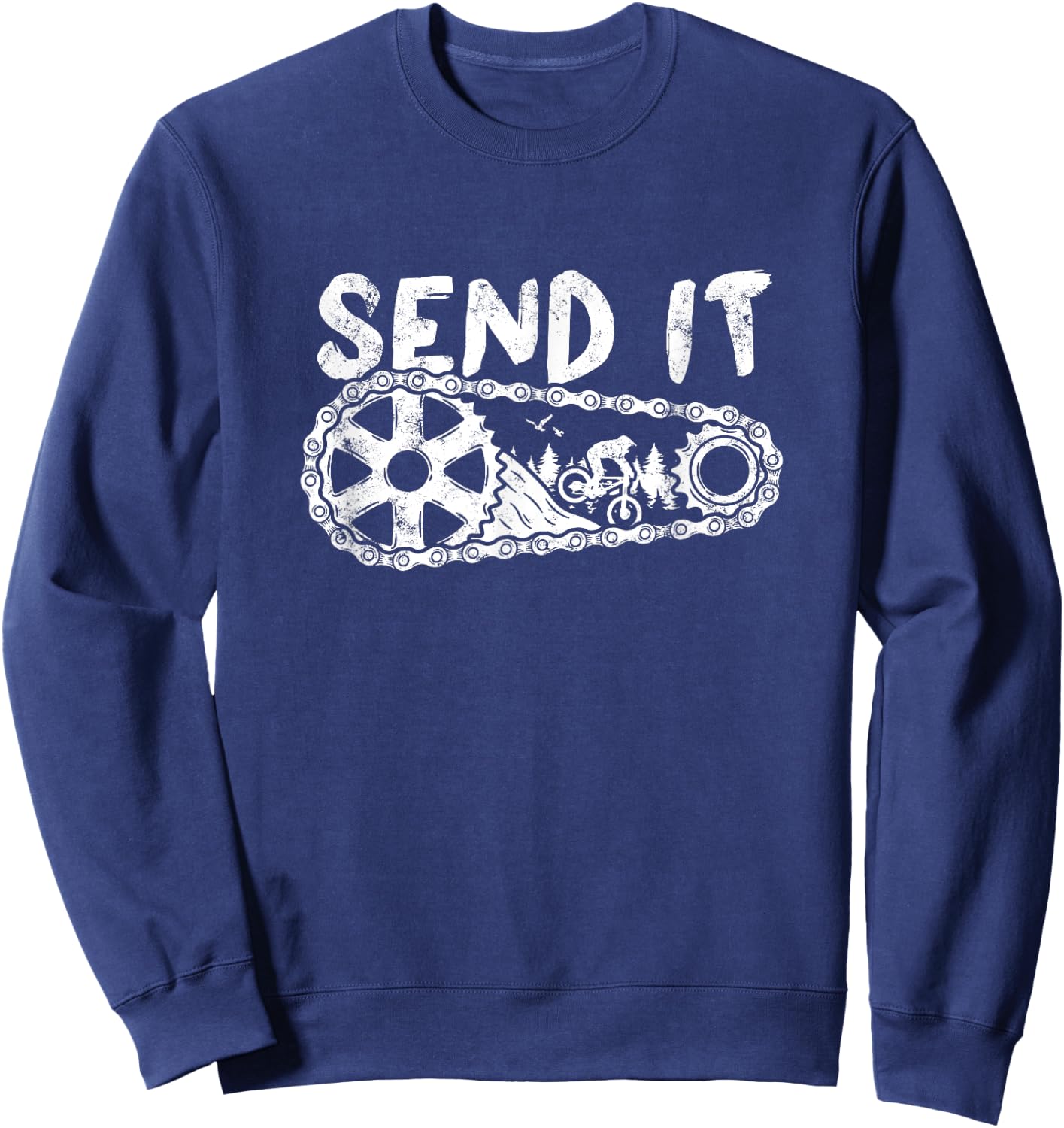 Dirt Biker MTB Cycling Chain Gears Mountain Biking Send It Sweatshirt - Sweatshirt | Navy
