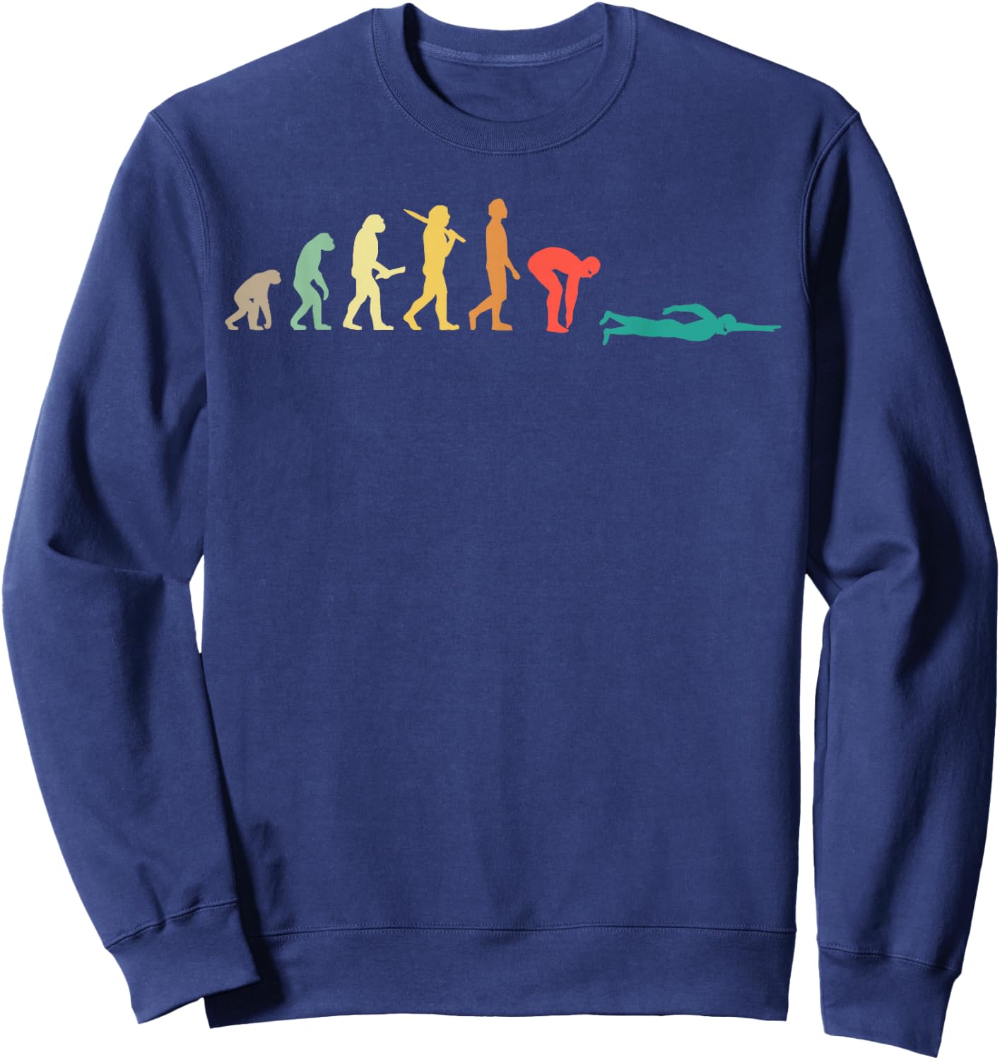 Retro Swimming Evolution Gift Swimmers Small Sweatshirt - Sweatshirt | Navy