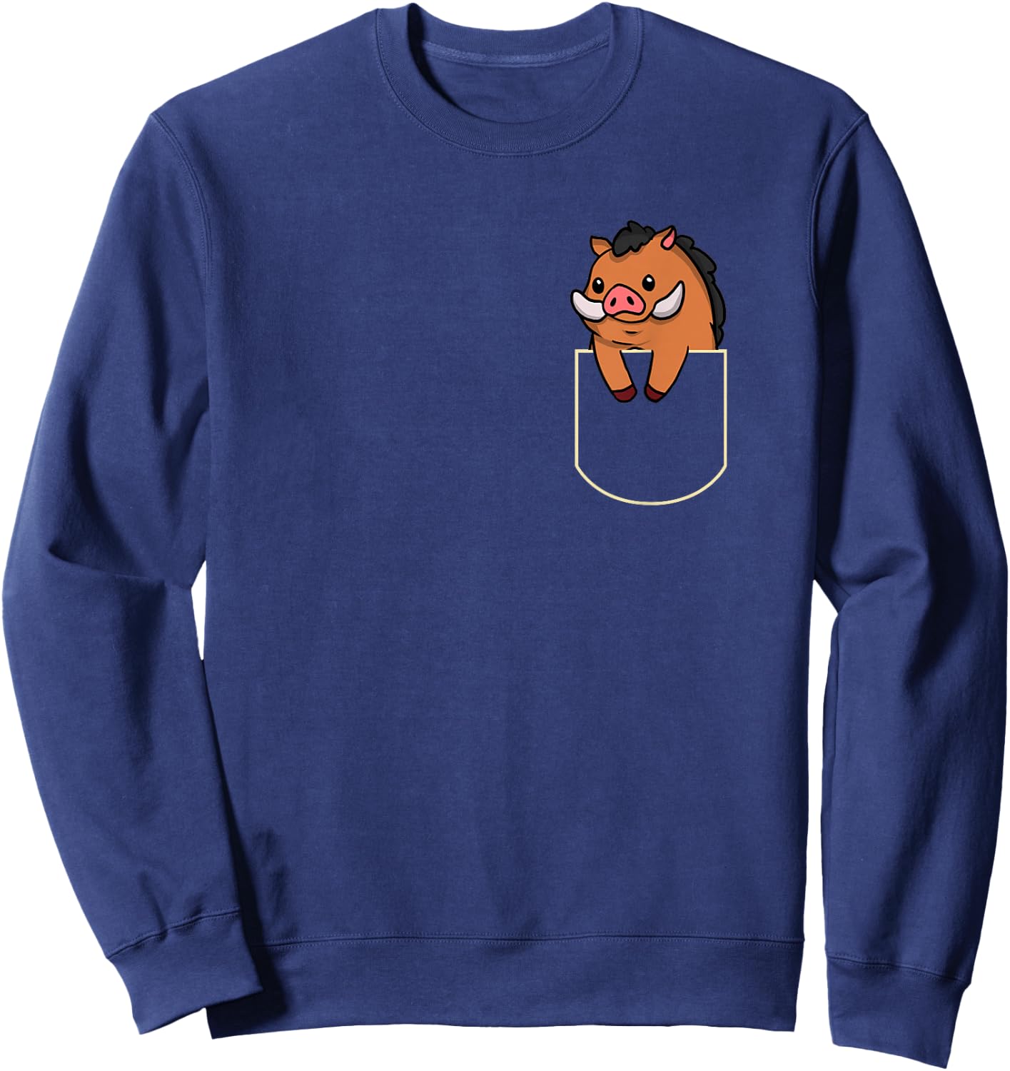 Witzige Wildschwein Geschenkidee Funny Wild Boar Chest Bag Gift Keiler Pocket Sweatshirt - Sweatshirt | Navy