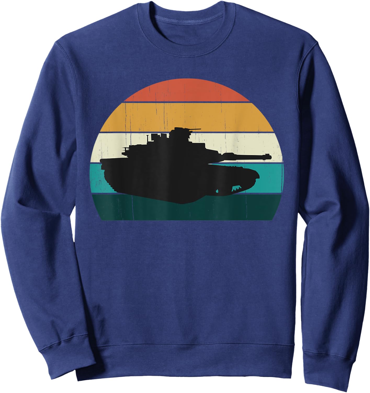 Vintage Abrams M1 - Retro Sunset American Main Battle Tank Sweatshirt - Sweatshirt | Navy