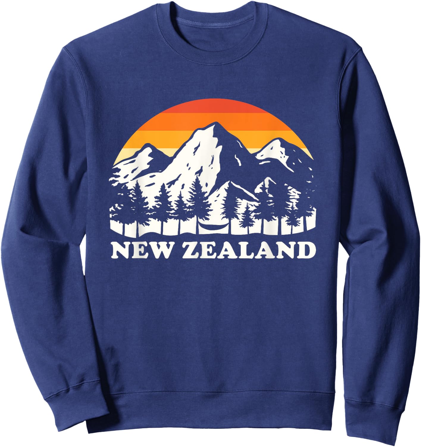 Retro Hiking Mountains New Zealand Sweatshirt - Sweatshirt | Navy