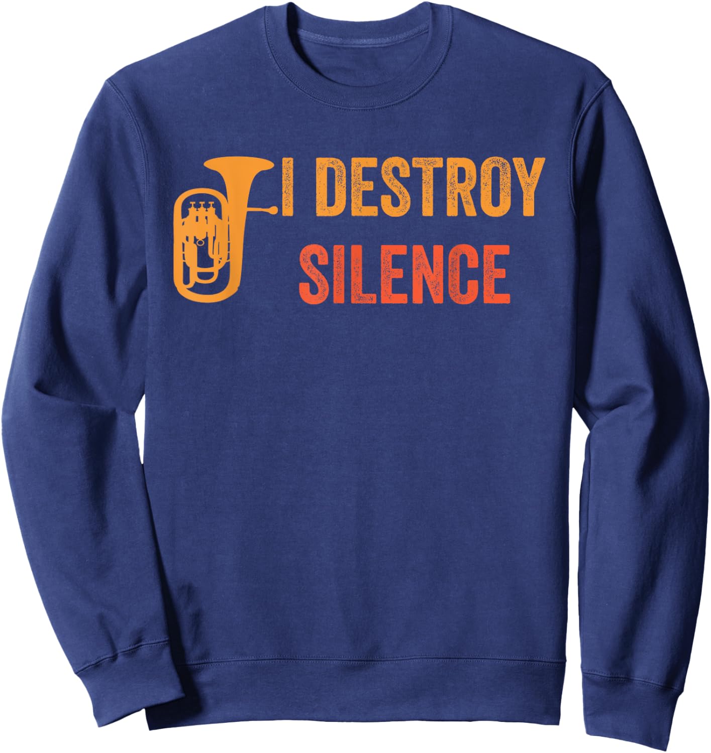 Euphonium Retro Vintage -Adults Black Small Classic Fit Pull On Letter Print Music Sweatshirt - Sweatshirt | Navy