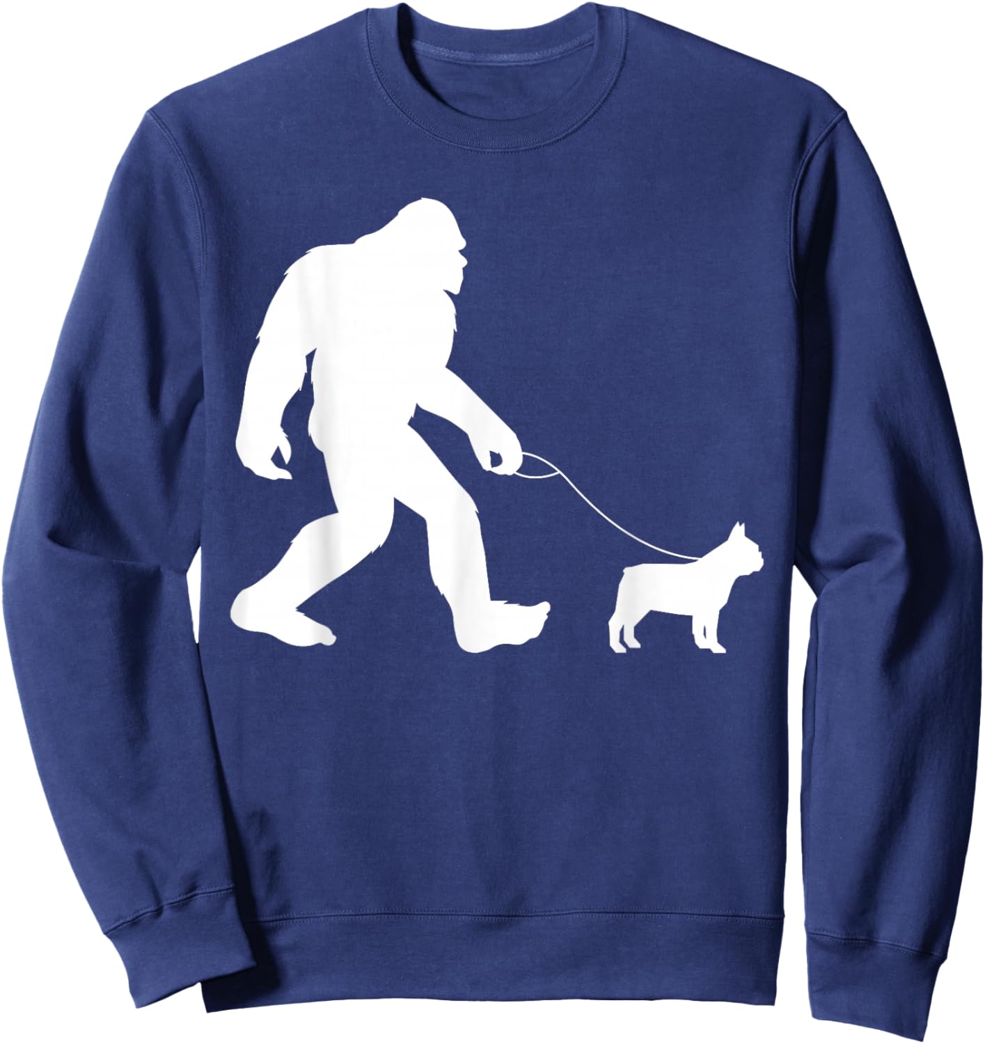 Fun Bigfoot Sasquatch Walking French Bulldog Gag Gift Sweatshirt - Sweatshirt | Navy