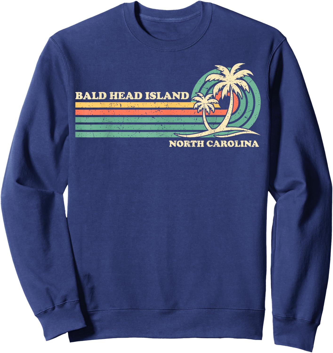 Summer Vacation Vintage Retro Carolina Bald Head Island Men Women Kids Sweatshirt - Sweatshirt | Navy