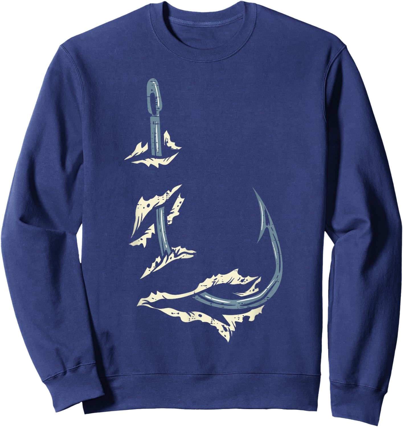 Fish Hook Cool Fishing Fisher Fisherman Angler Men Women Dad Sweatshirt - Sweatshirt | Navy