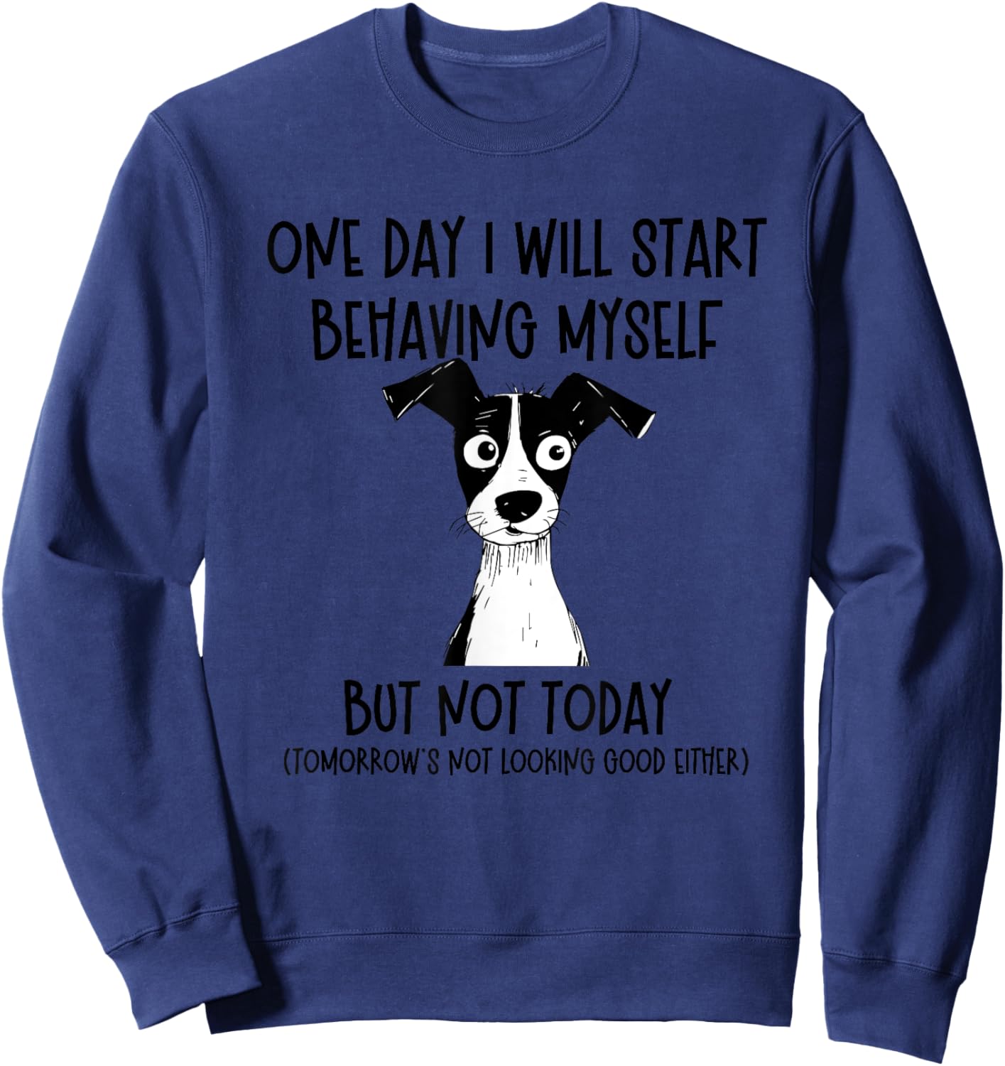One Day I Will Start Behaving Myself But Not Today Dog Funny Sweatshirt - Sweatshirt | Navy
