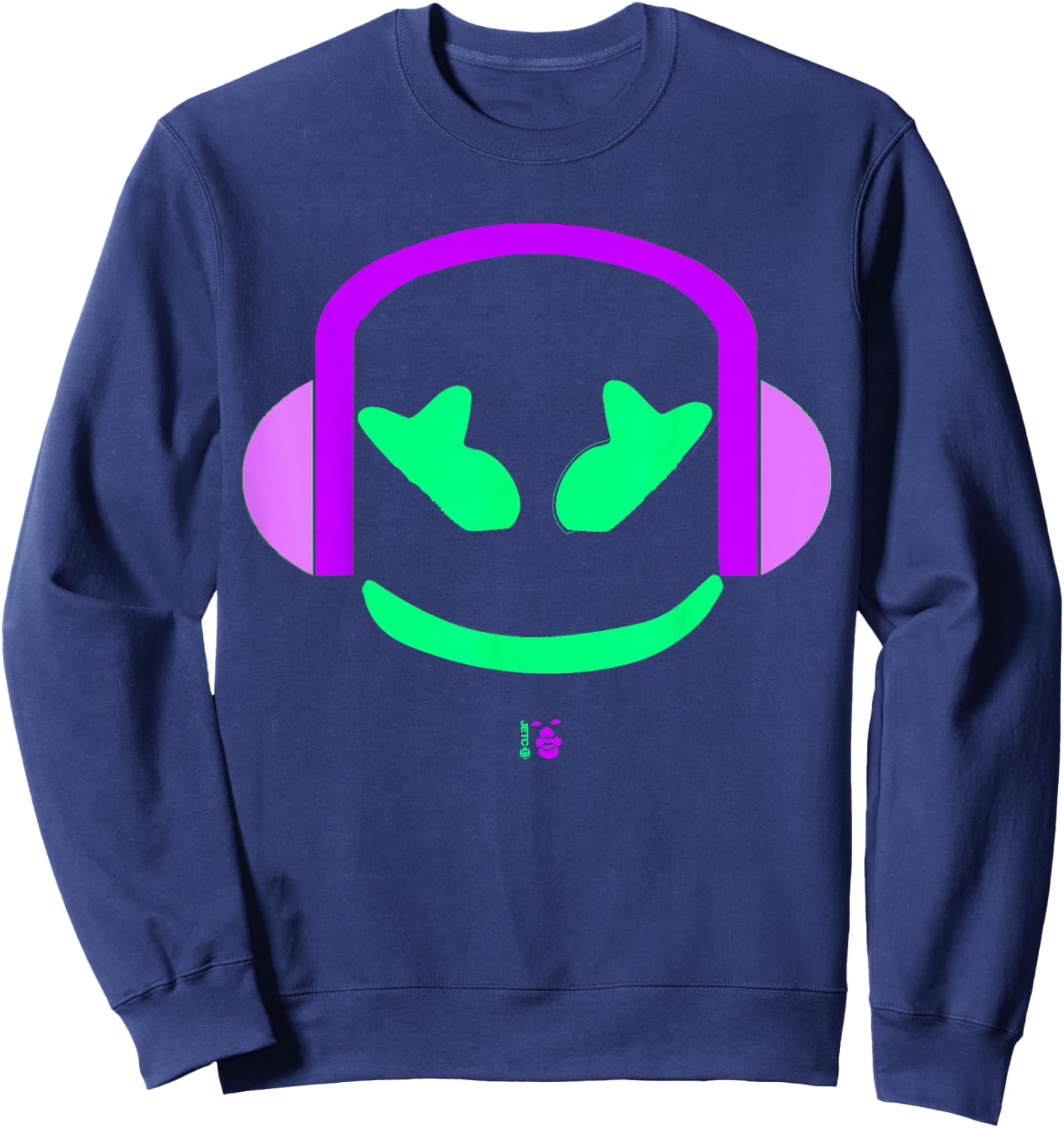 Marshmallow Purple Angry Face Headphones Sweatshirt - Sweatshirt | Navy