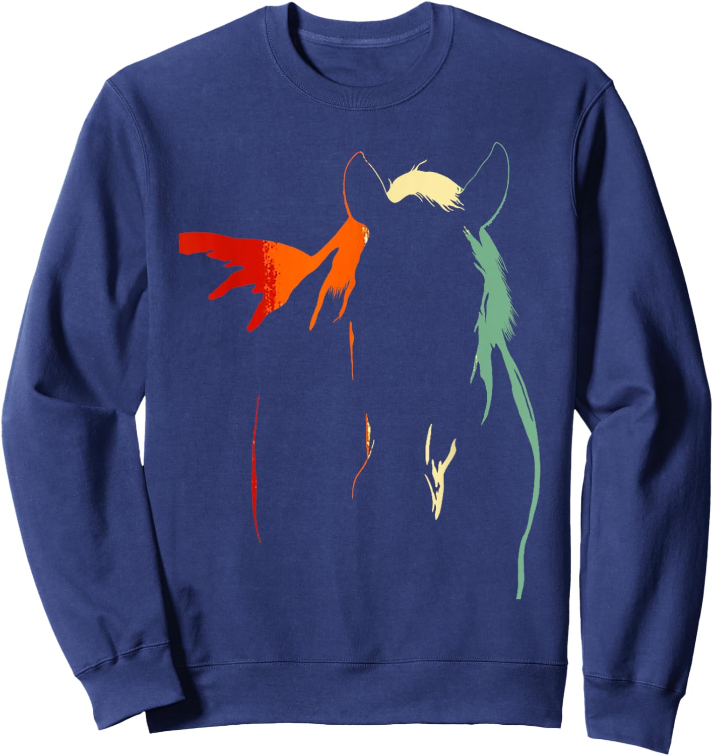 Horse Silhouette Graphic Art Design Vintage Sweatshirt - Sweatshirt | Navy