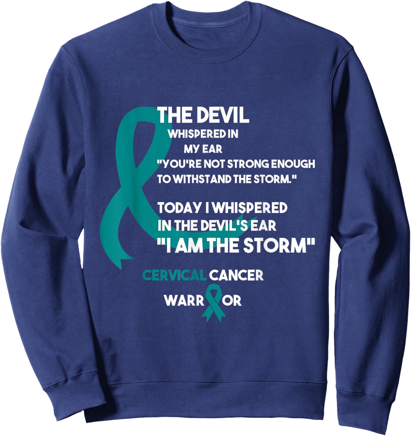 Cancer Fight Supporter Cervical Cancer Awareness Sweatshirt - Sweatshirt | Navy