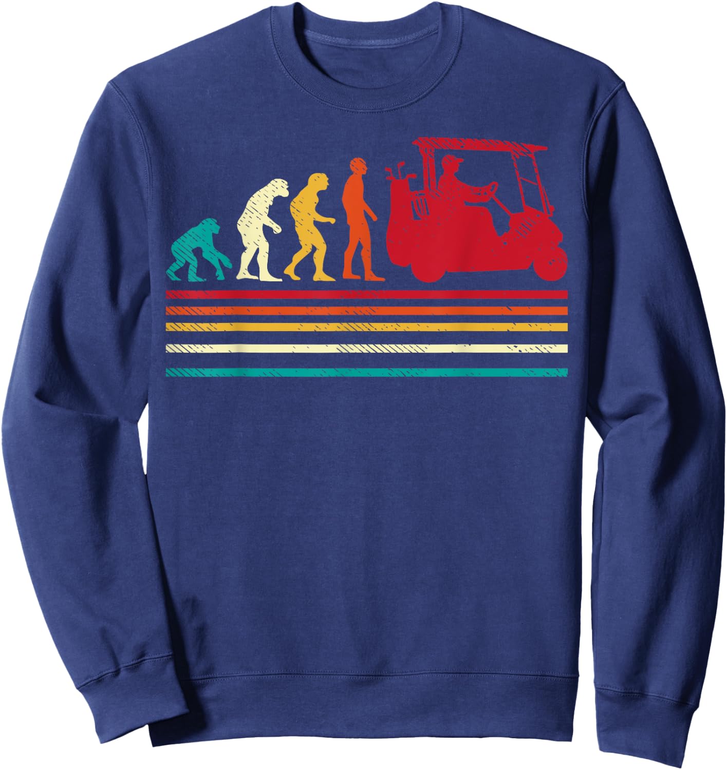 Human Evolution Golf Cart Funny Golfing Golfer Men Women Sweatshirt - Sweatshirt | Navy
