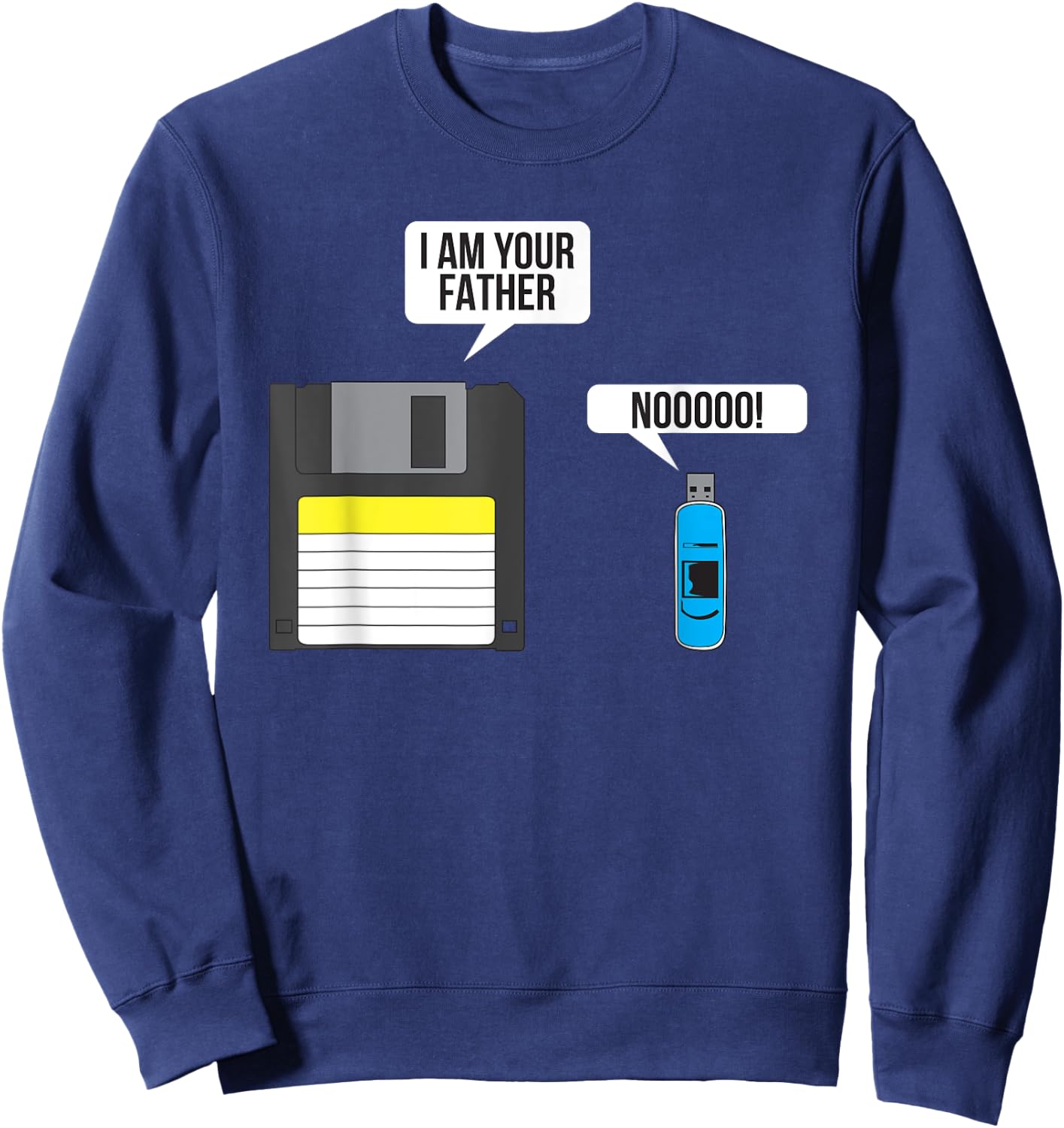 Funny Father Floppy Disk and Son USB Flash Drive Nerdy Gift Sweatshirt - Sweatshirt | Navy