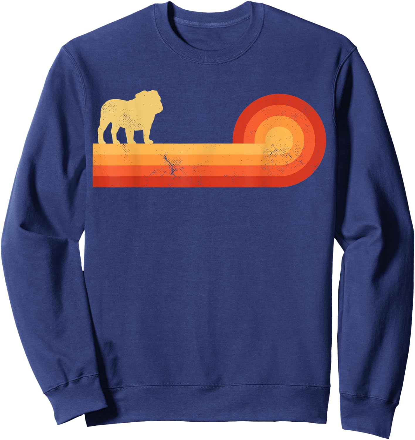 English Bulldog Retro Vintage 60s 70s Sunset Dog Lovers Men Sweatshirt - Sweatshirt | Navy