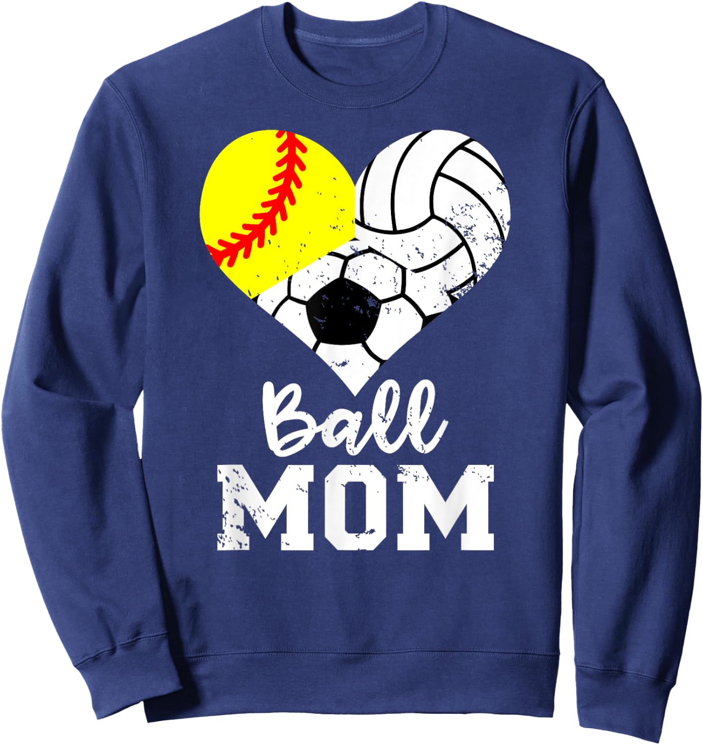 Ball Mom Funny Softball Volleyball Soccer Mom Sweatshirt - Sweatshirt | Navy