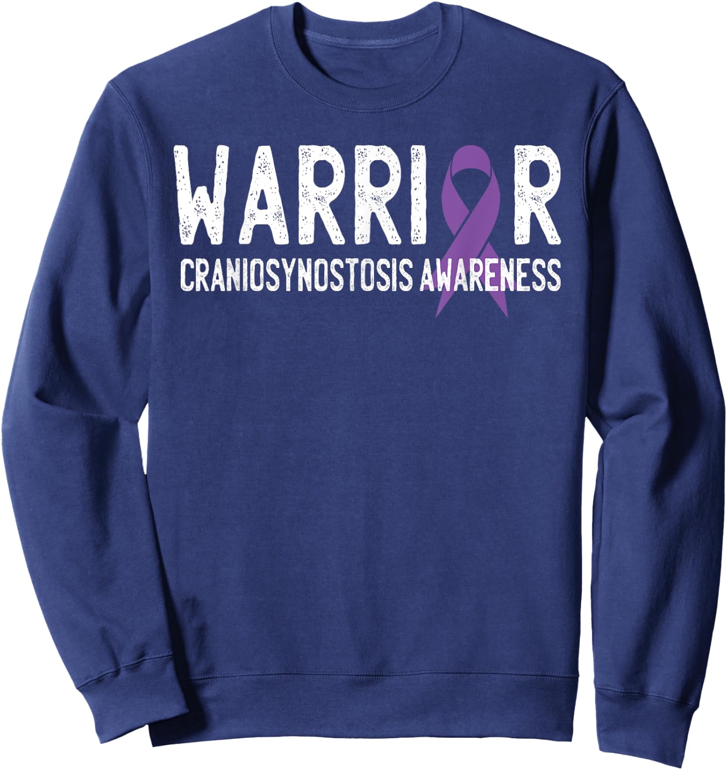 Warrior Craniosynostosis CSO Awareness Purple Ribbon Support Sweatshirt - Sweatshirt | Navy