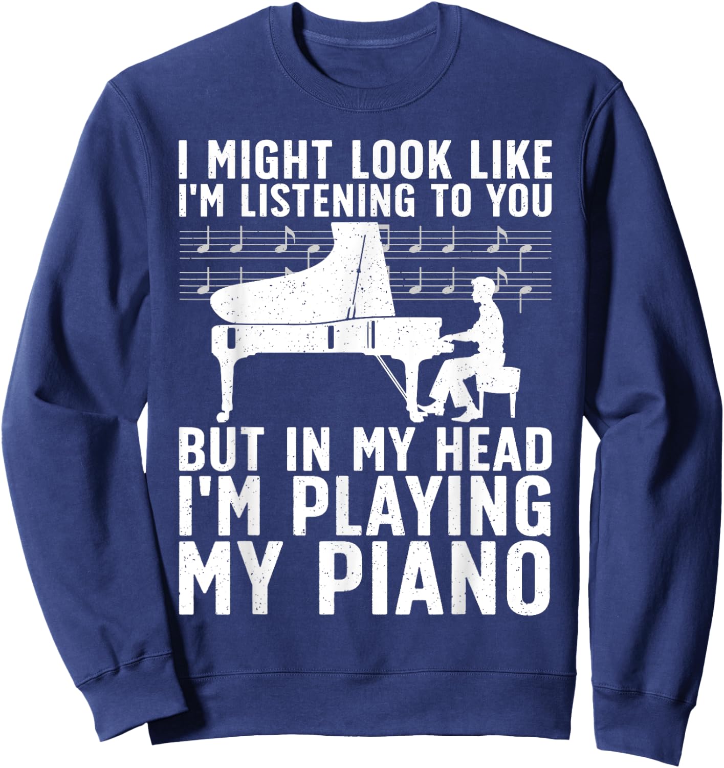 Funny Piano Art Women Music Keyboard Piano Lovers Sweatshirt - Sweatshirt | Navy