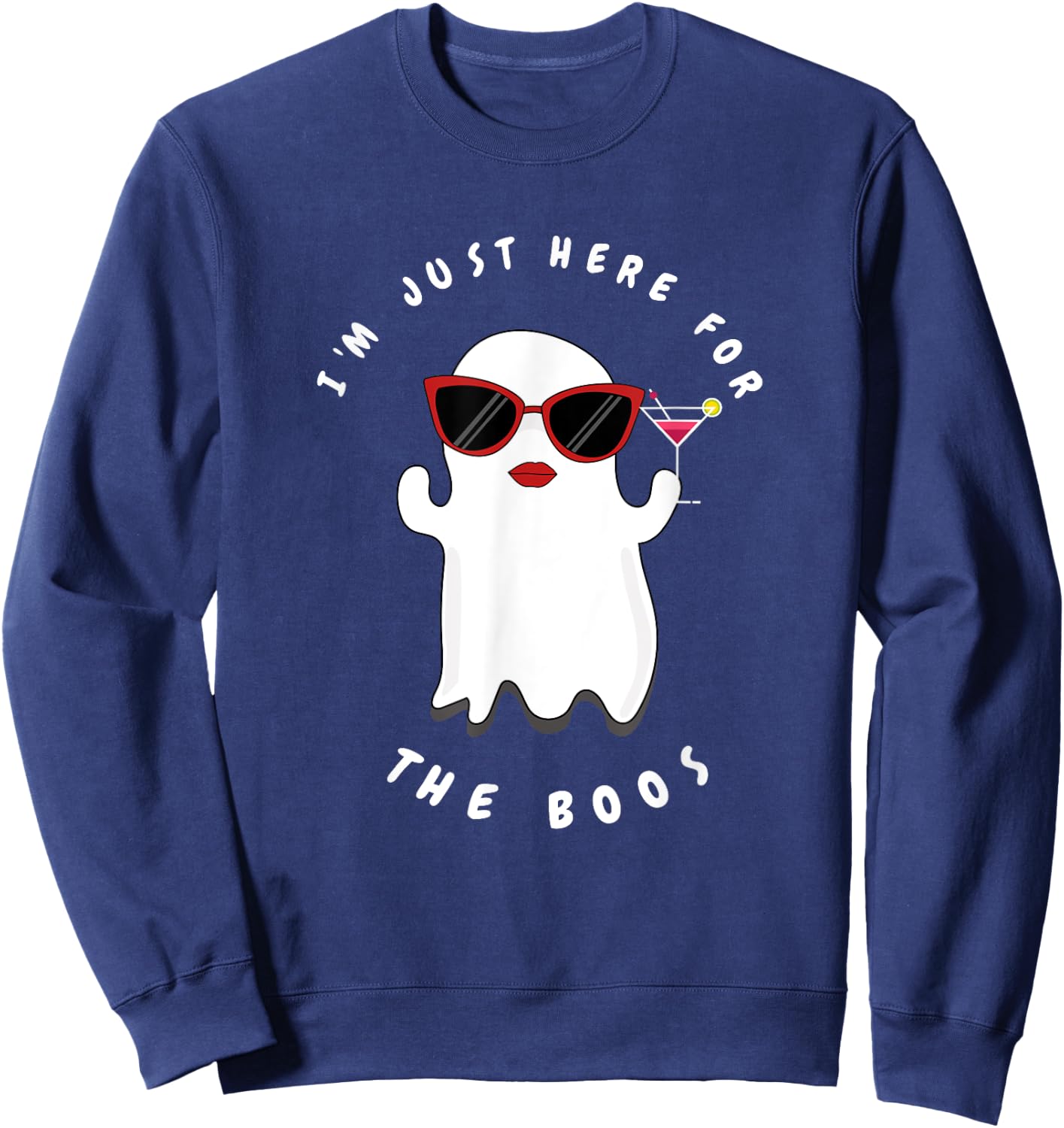 I'm Just Here For The Boos Women Funny Halloween Ghost Sweatshirt - Sweatshirt | Navy