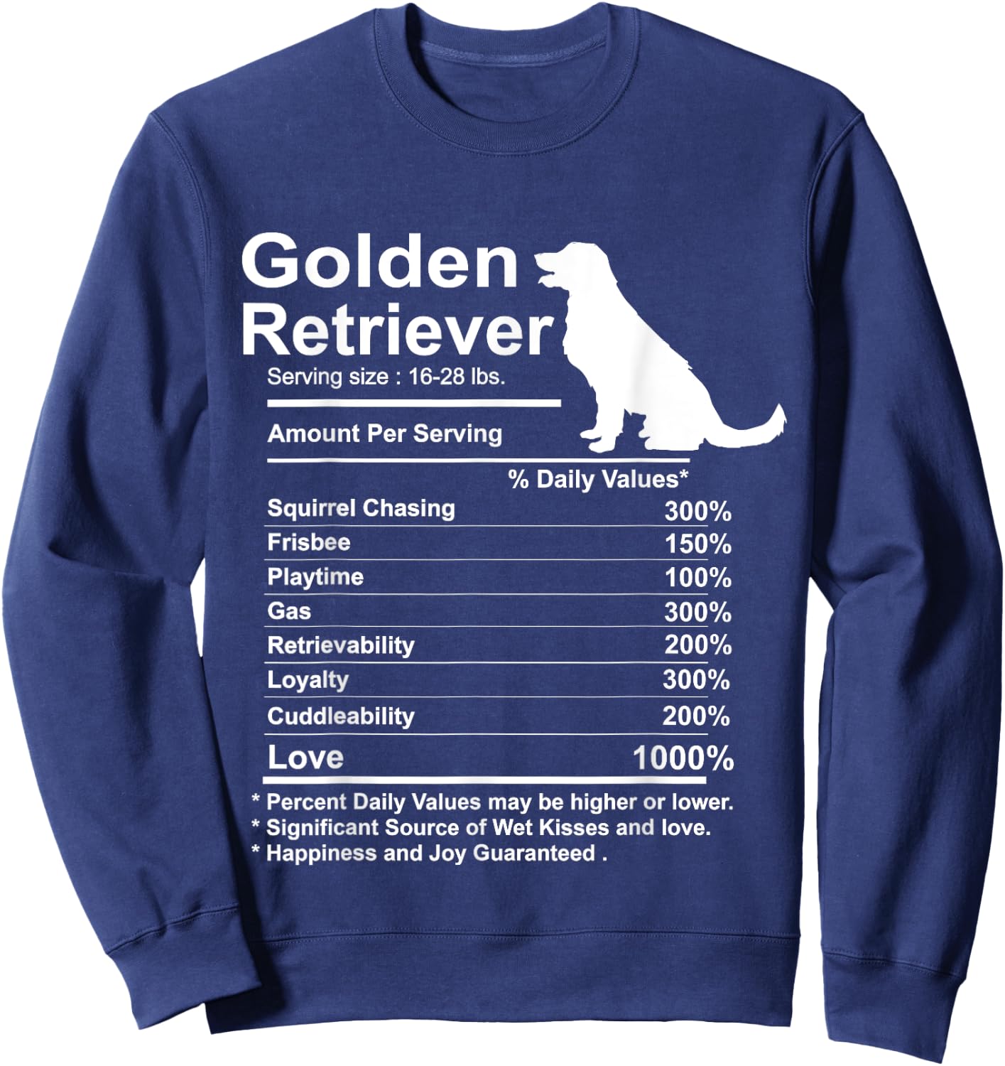 Funny Golden Retriever Facts Nutrition Gift Mother Sweatshirt - Sweatshirt | Navy