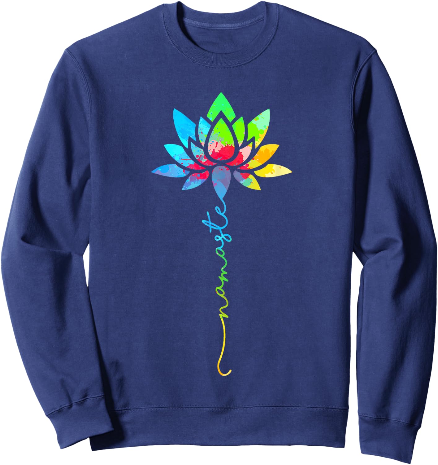 Namaste Rainbow Mandala Lotus Flower Meditation Yoga Sweatshirt - Sweatshirt | Navy