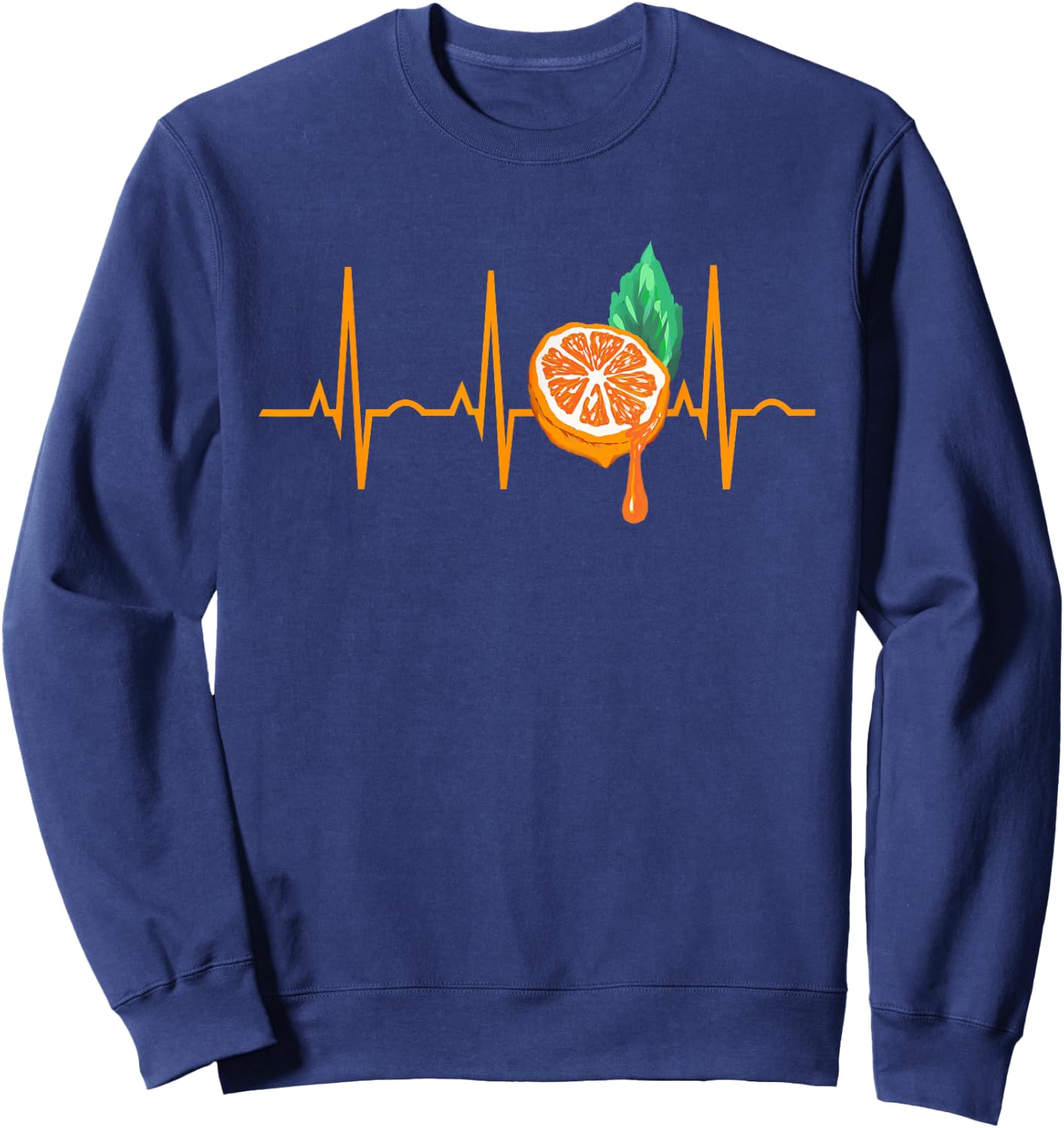 Orange Juice Heartbeat Funny EKG Citrus Gift Men Women Kids Sweatshirt - Sweatshirt | Navy