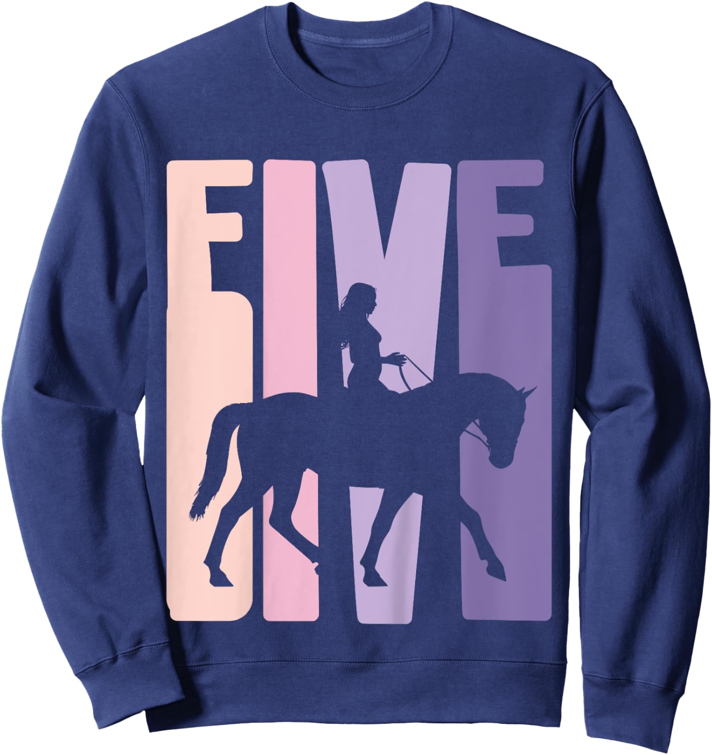5th Birthday Gift Horse Rider Fan 5 Years Girls Sweatshirt - Sweatshirt | Navy