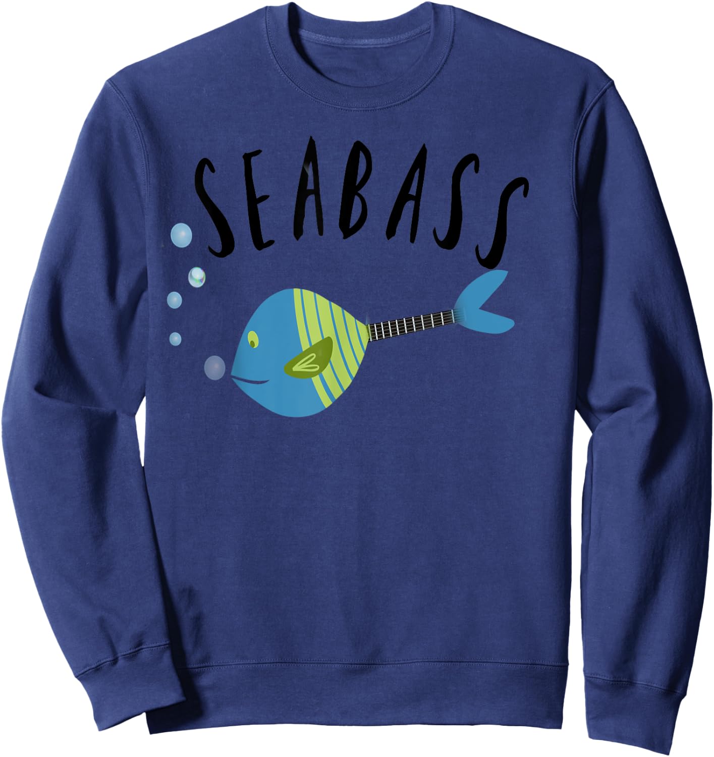 Funny Seabass fishing music guitar student teacher gift Men Women Girls Kids Sweatshirt - Sweatshirt | Navy