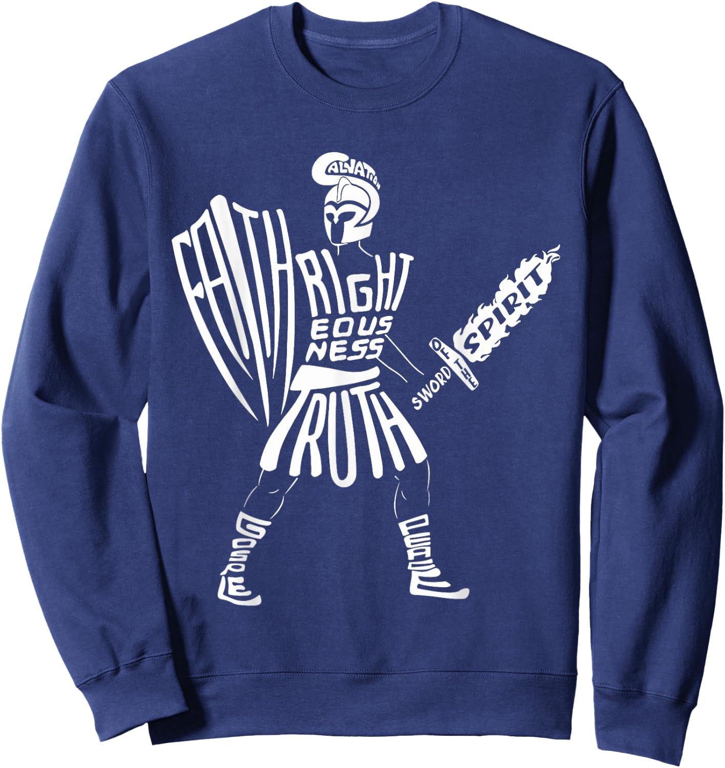 Put on The Full Armor of God, Christian Jesus, Bible Verse Sweatshirt - Sweatshirt | Navy