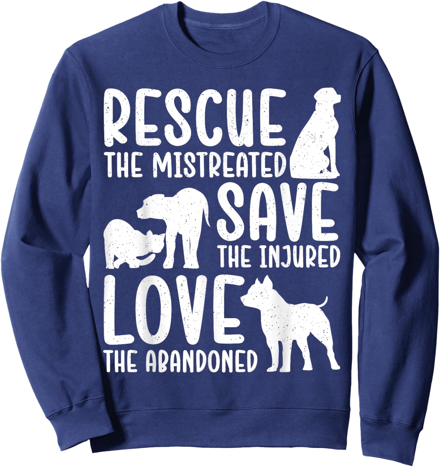 Best Animal Rescue Art Women Kids Dog Cat Pet Lovers Sweatshirt - Sweatshirt | Navy