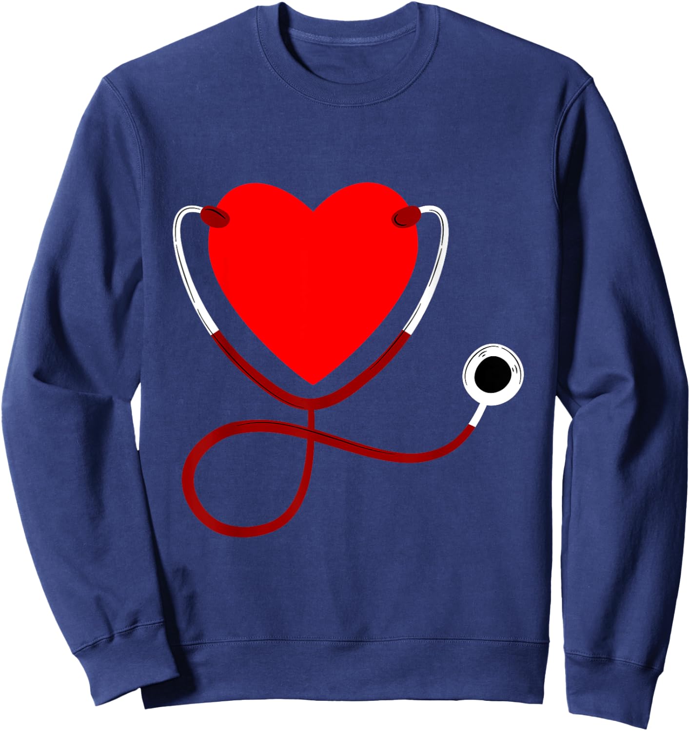 Stethoscope Heart Nurse Valentines Day Gift Nurse Sweatshirt - Sweatshirt | Navy