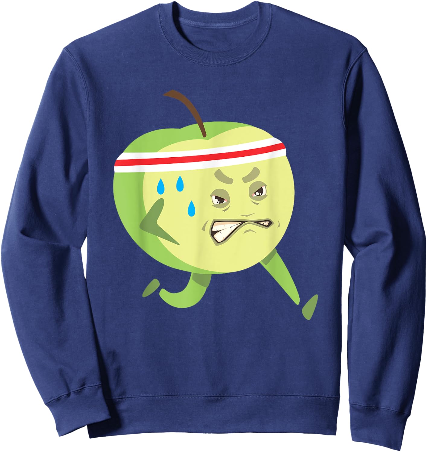 Funny Running Apple Cardio Marathon Runner Sweating Apple Sweatshirt - Sweatshirt | Navy