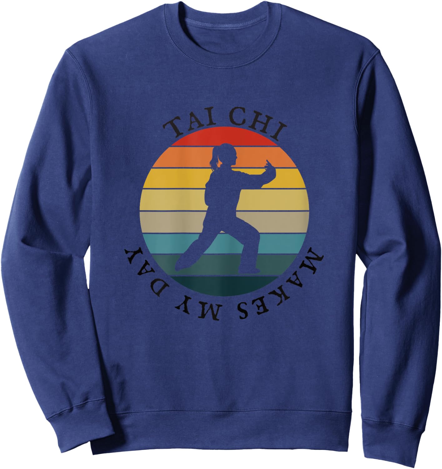 Tai Chi Makes My Day, Women Retro Vintage 80s Yin Yang Sweatshirt - Sweatshirt | Navy