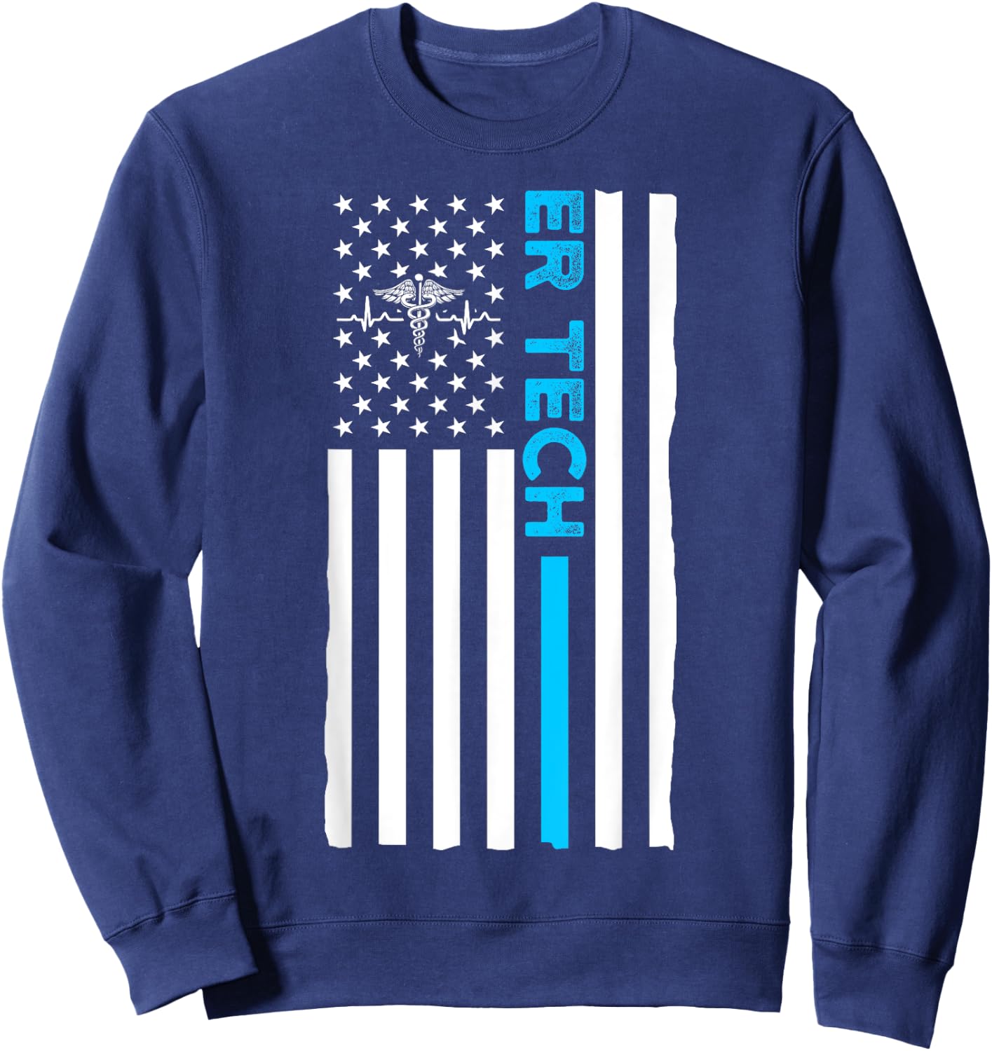 ER Technician US Flag Emergency Room Tech Sweatshirt - Sweatshirt | Navy