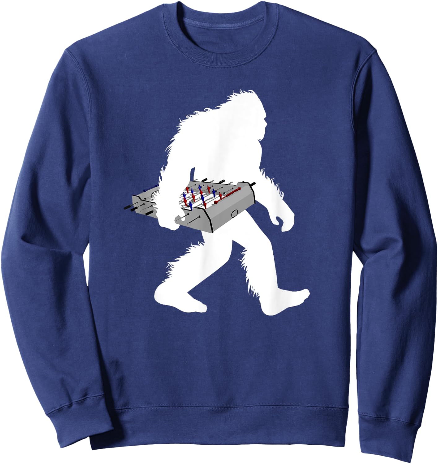 Bigfoot Carrying Foosball Table Football Game Sasquatch Sweatshirt - Sweatshirt | Navy