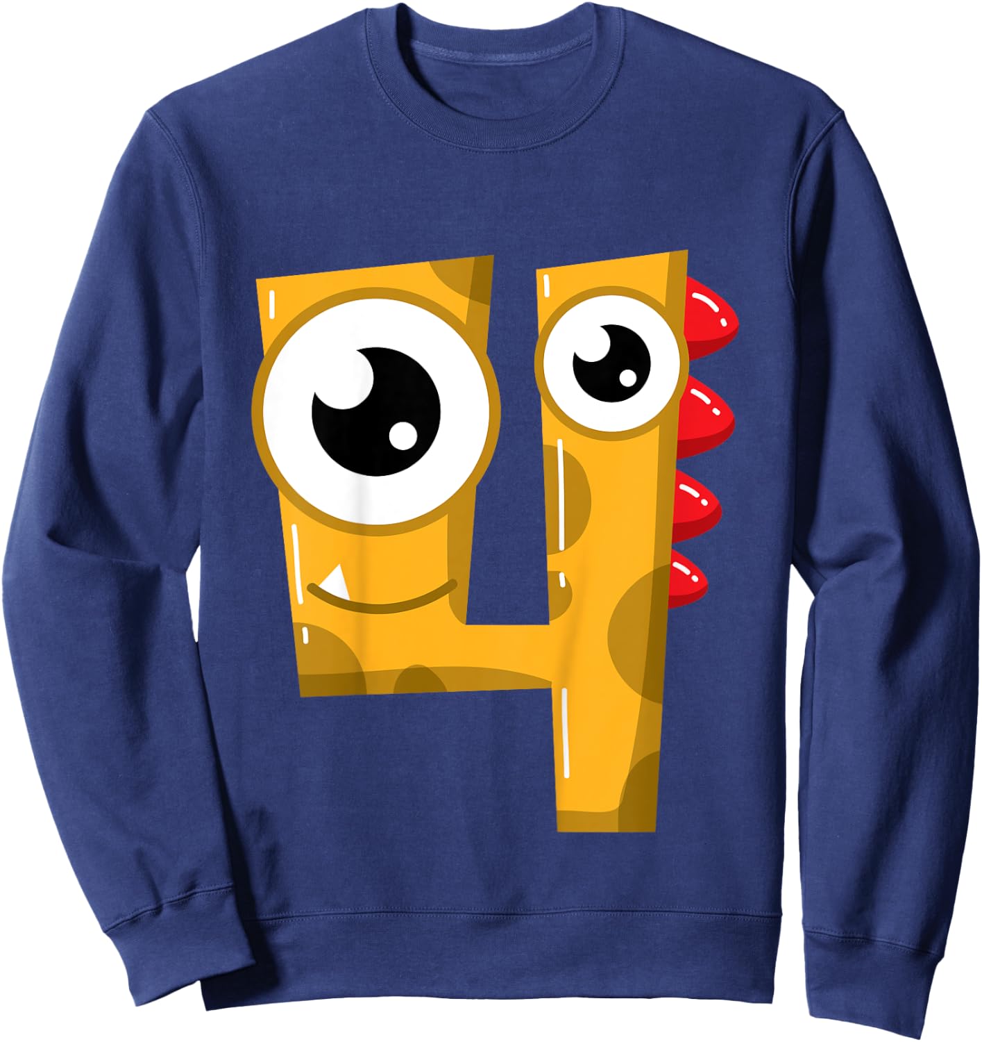 4th Birthday Fun Shirt Gift Funny Little Monster Sweatshirt - Sweatshirt | Navy