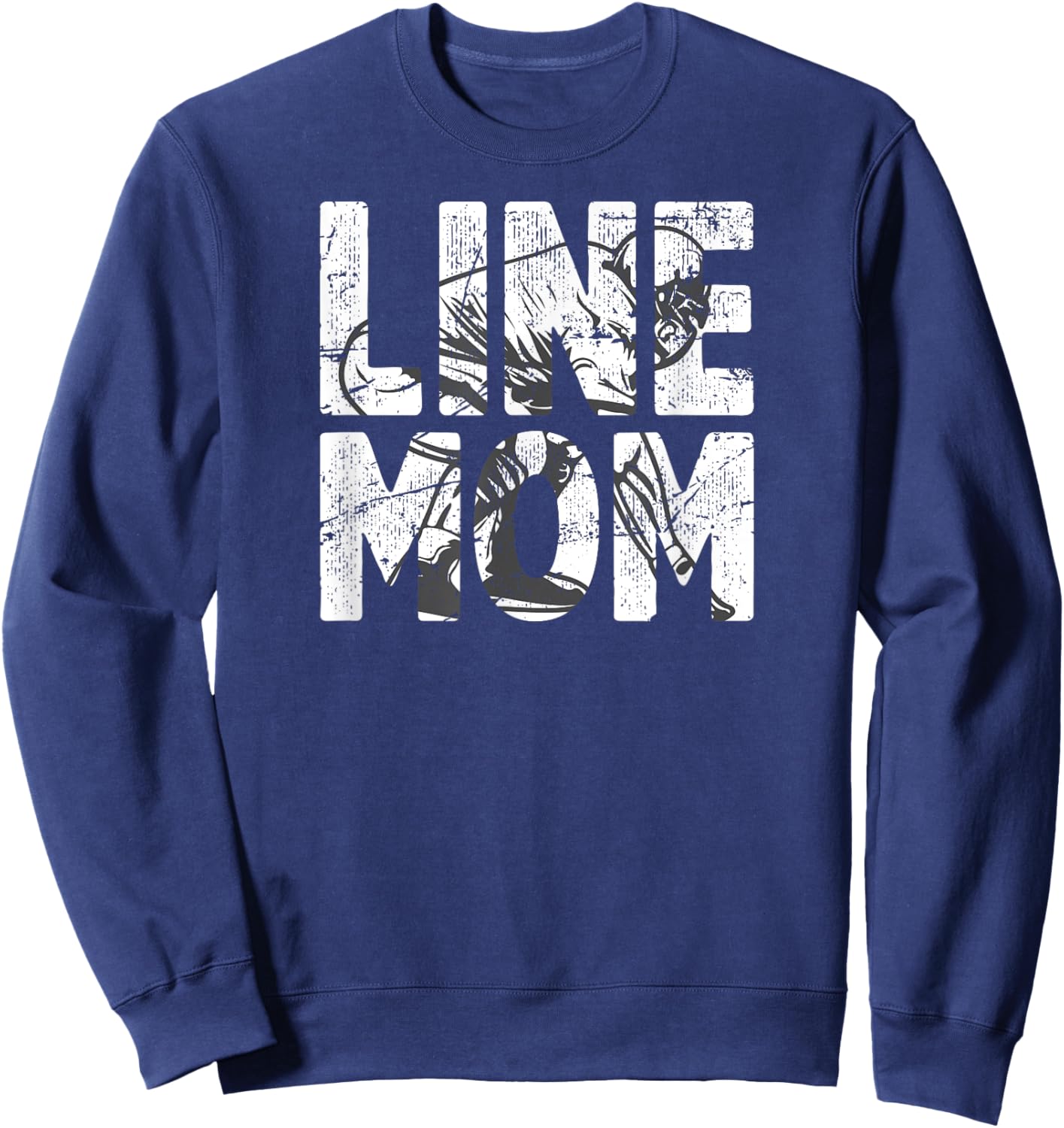Football Line Mom Of A Football Lineman Mother Sweatshirt - Sweatshirt | Navy