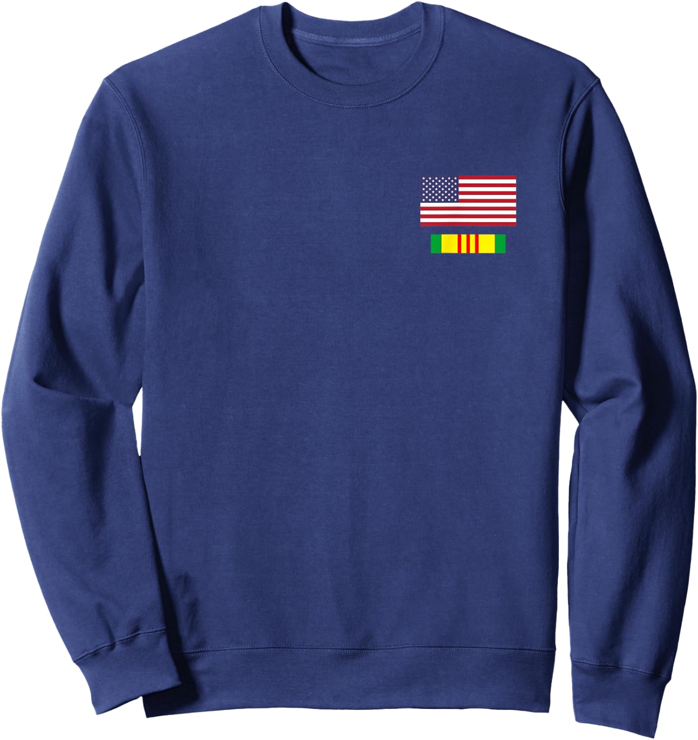 American Flag Above Vietnam Service Ribbon Sweatshirt - Sweatshirt | Navy
