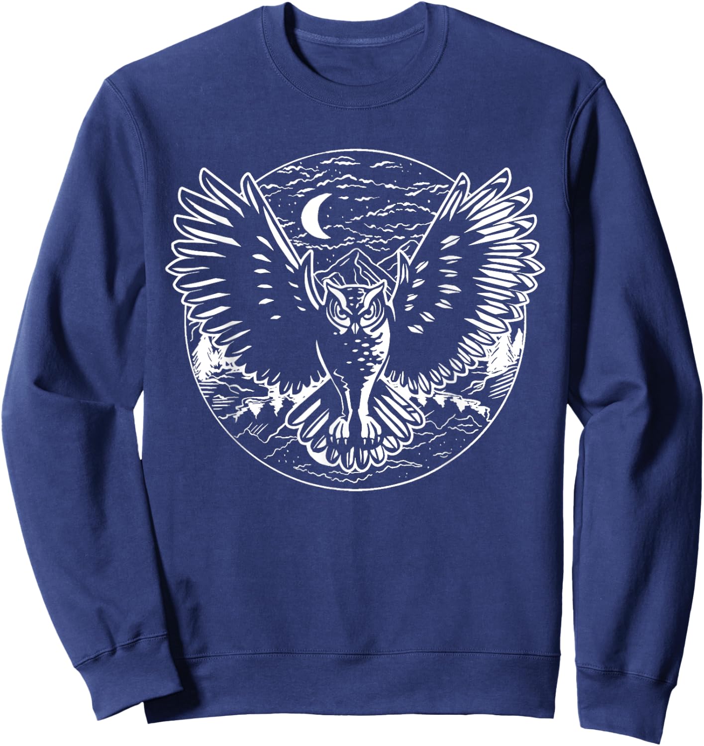 Owl | White Owl | Cute Owl | Red Owl | Night Owl Graphic Sweatshirt - Sweatshirt | Navy