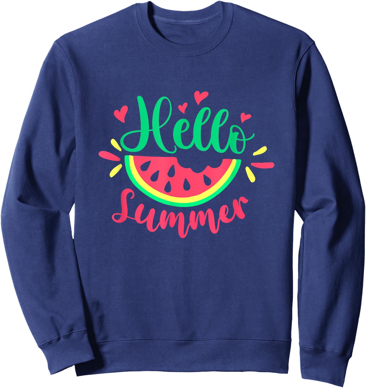 Hello Summer Watermelon Summertime Summer Vacation Women Girls Kids Sweatshirt - Sweatshirt | Navy