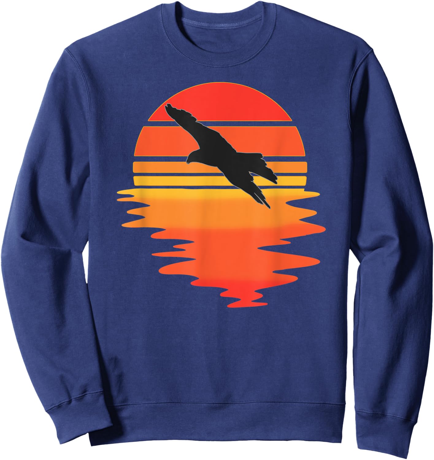 Retro Eagle - Cool Water Sunset large Bird Lovers Sweatshirt - Sweatshirt | Navy
