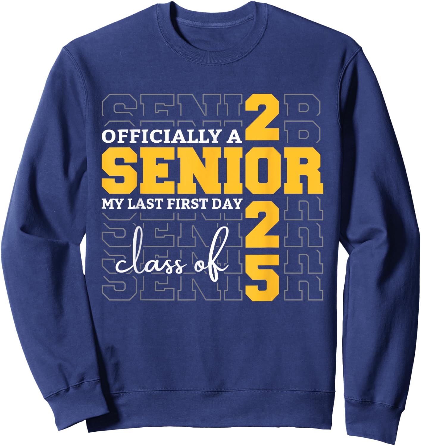 Officially A Senior 2025 My Last First Day Class of 2025 Sweatshirt - Sweatshirt | Navy