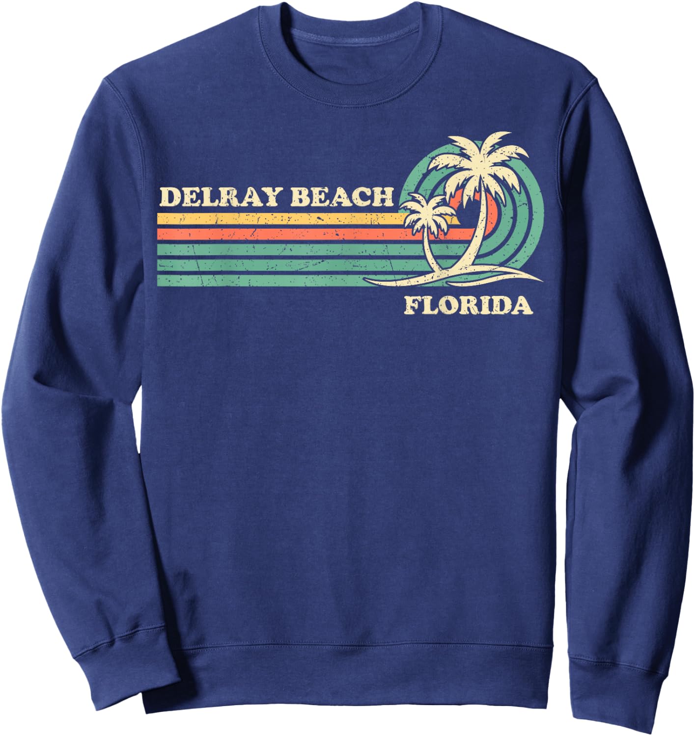 Vintage Retro Summer Vacation Florida Delray Beach Sweatshirt - Sweatshirt | Navy