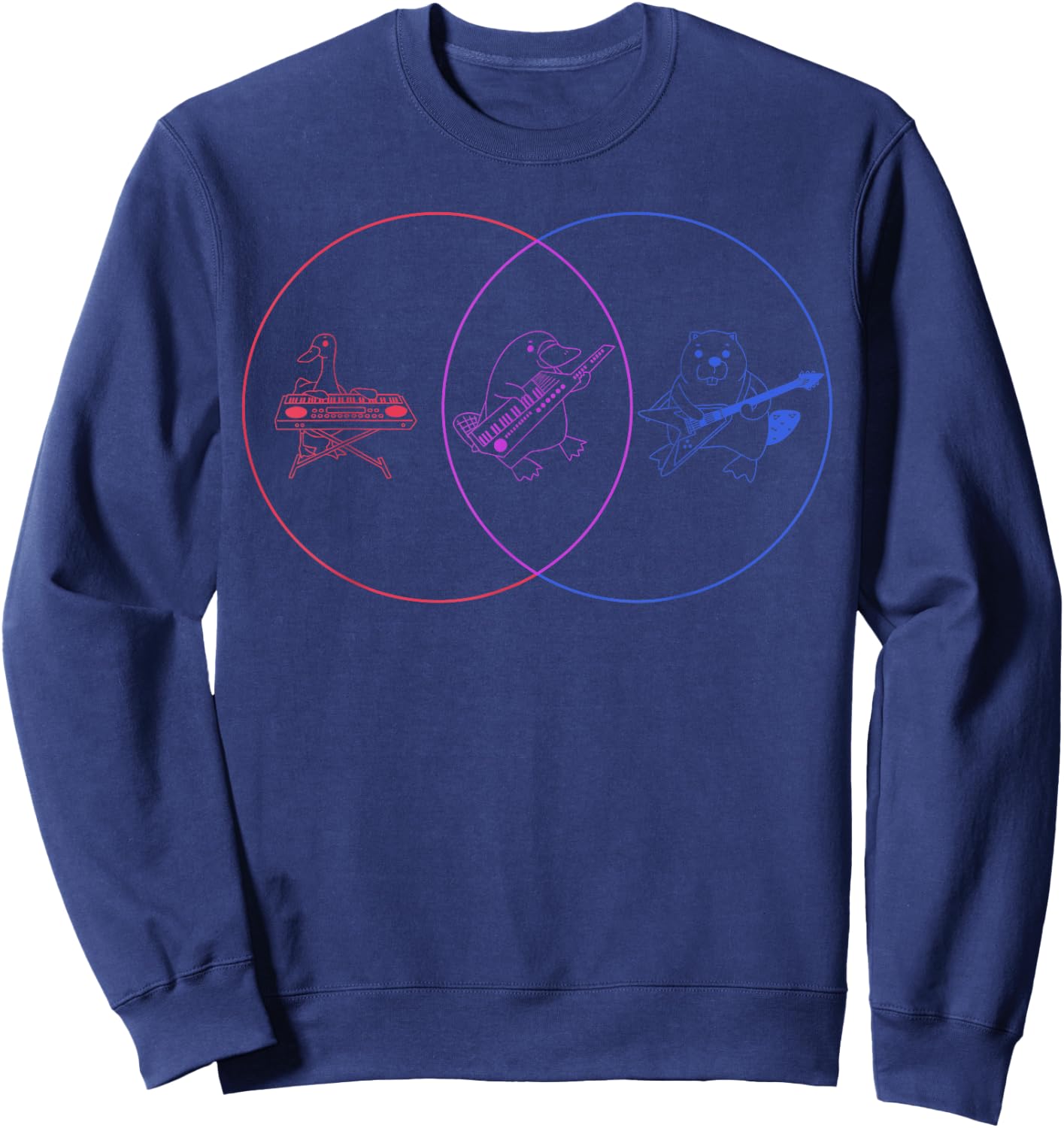Funny Venn Chart - Duck Platypus Beaver Sweatshirt - Sweatshirt | Navy