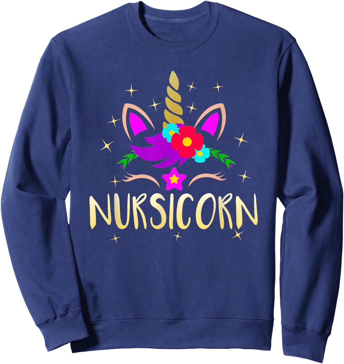 Nursicorn Funny Unicorn Female Nurse Sweatshirt - Sweatshirt | Navy