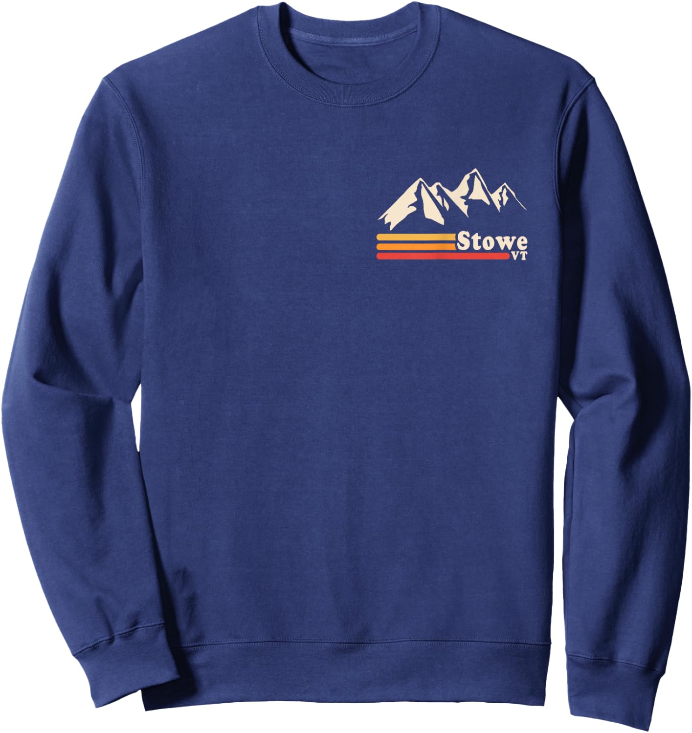 Retro Stowe Vermont VT Mountains Ski Sweatshirt - Sweatshirt | Navy