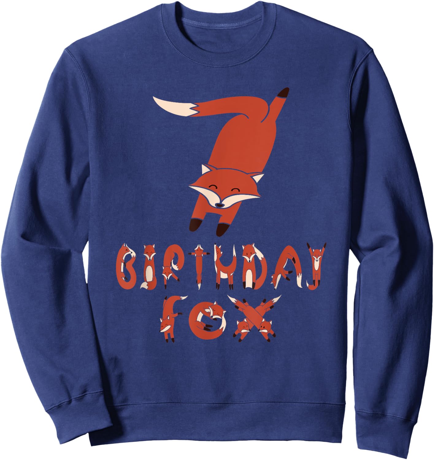 7th Birthday Fox Lover 7 Years Old Boys And Girls Party Sweatshirt - Sweatshirt | Navy