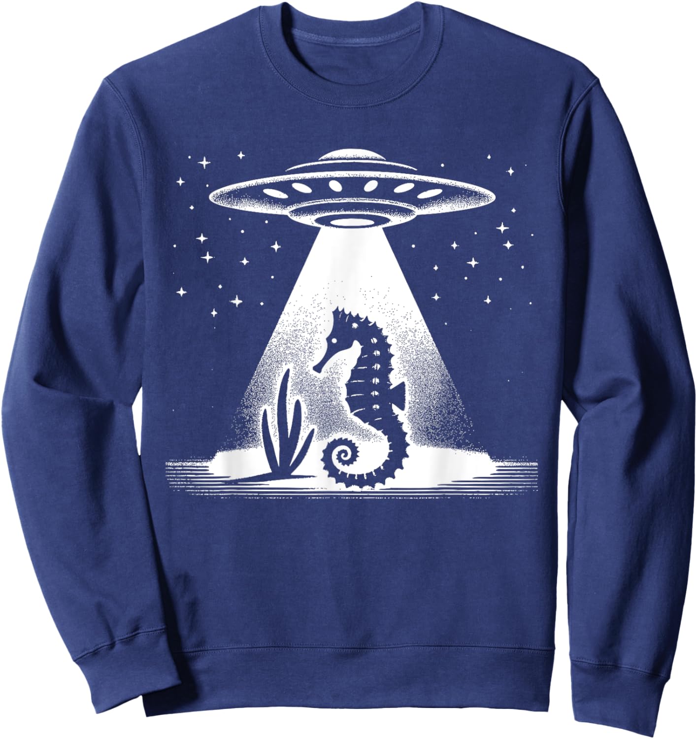 Seahorse Dad Mom Lover - Funny Alien UFO Sweatshirt - Sweatshirt | Navy