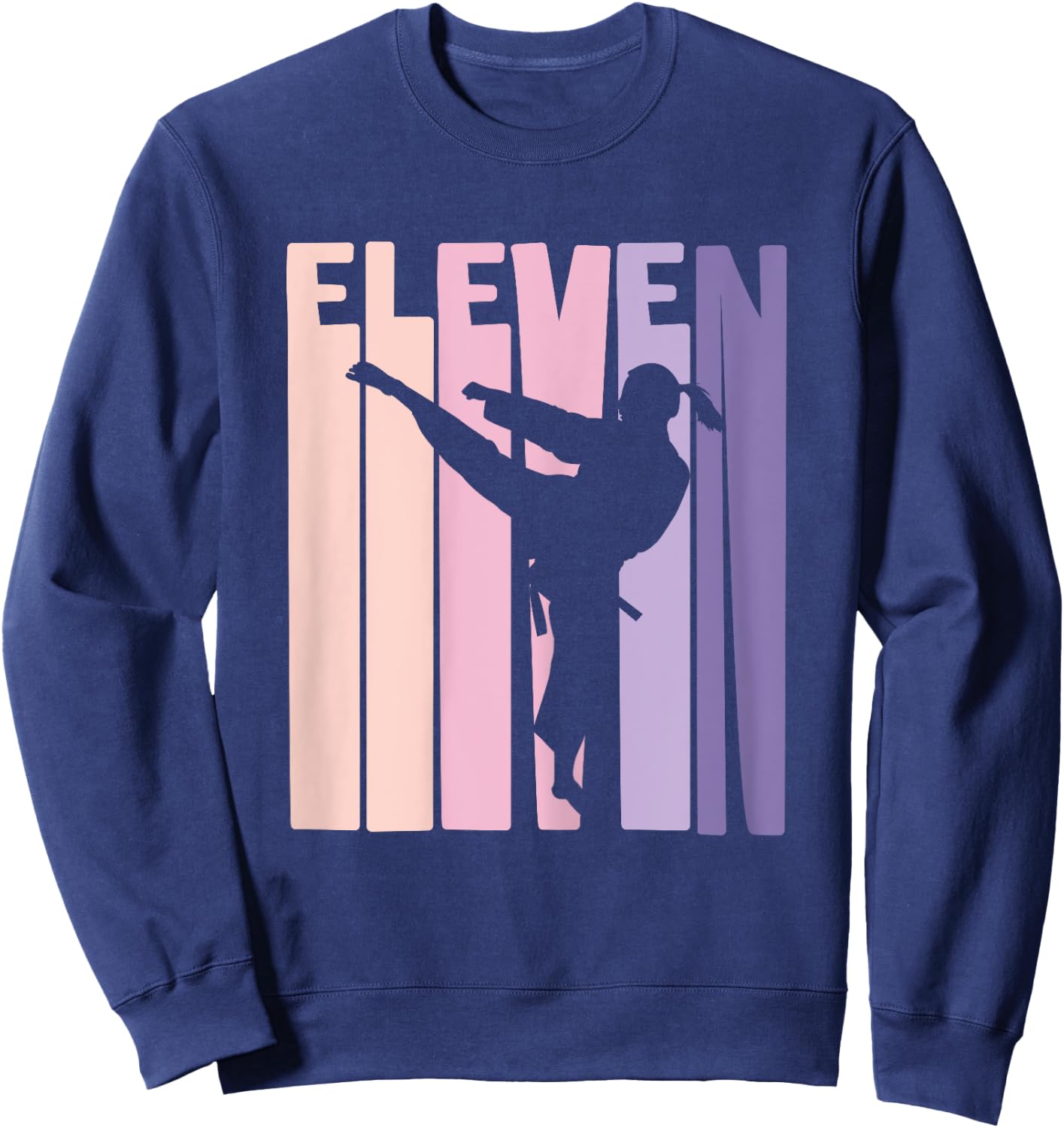 11th Birthday Gift Karate Retro Taekwondo Martial Arts Girls Sweatshirt - Sweatshirt | Navy
