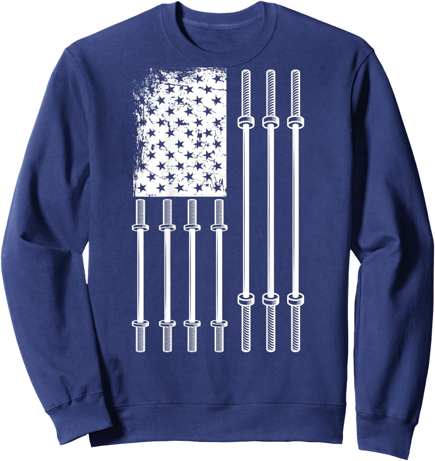 Barbell US Flag Weightlifting Patriotic Back Print Gym Women Kids Men Sweatshirt - Sweatshirt | Navy